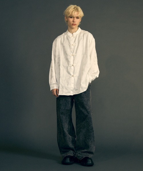 Shoowtime（ショウタイム）の「ビッグシルエットロングスリーブチャイナシャツ（シャツ/ブラウス・メンズ・ホワイト/ブラック・MEDIUM/LARGE/X-LARGE）」の12枚目の写真