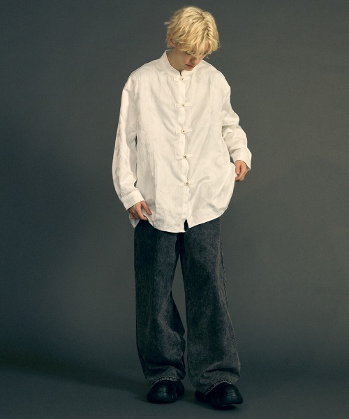 Shoowtime（ショウタイム）の「ビッグシルエットロングスリーブチャイナシャツ（シャツ/ブラウス・メンズ・ホワイト/ブラック・MEDIUM/LARGE/X-LARGE）」の13枚目の写真