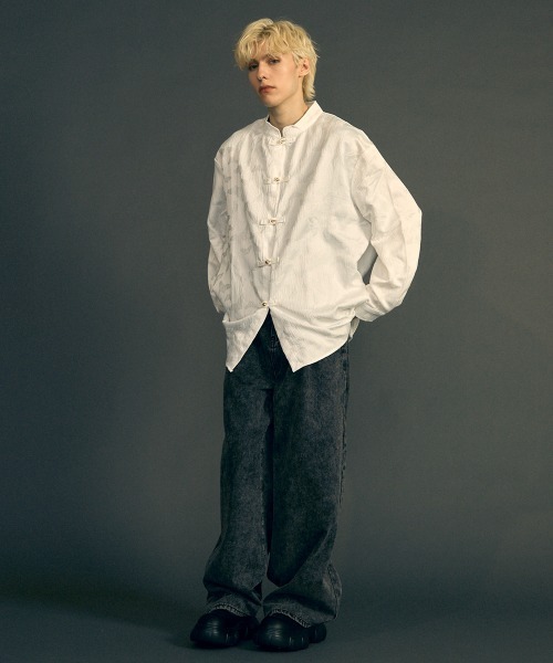 Shoowtime（ショウタイム）の「ビッグシルエットロングスリーブチャイナシャツ（シャツ/ブラウス・メンズ・ホワイト/ブラック・MEDIUM/LARGE/X-LARGE）」の16枚目の写真