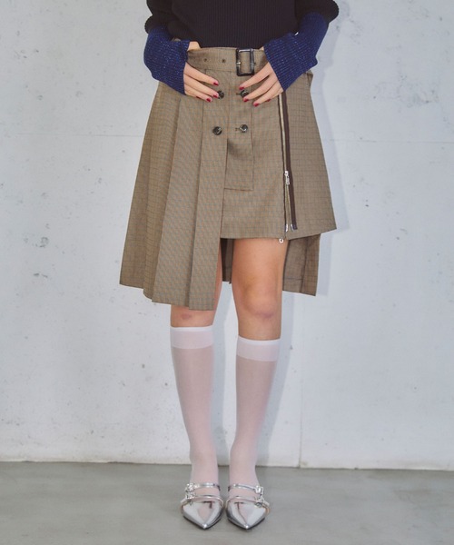ELLEgirl(エルガール)の「アシメトリーラッププリーツスカート【ELLEgirl/エル ガール】(テーラードジャケット・レディース・ブラウン系その他/チャコールグレー・M/S)」の9枚目の写真