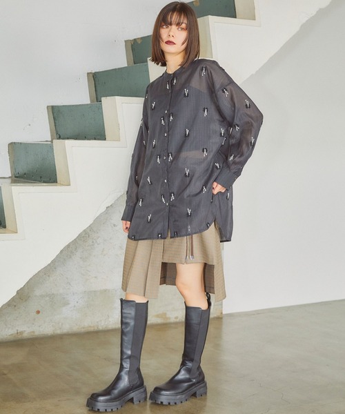 ELLEgirl(エルガール)の「アシメトリーラッププリーツスカート【ELLEgirl/エル ガール】(テーラードジャケット・レディース・ブラウン系その他/チャコールグレー・M/S)」の11枚目の写真