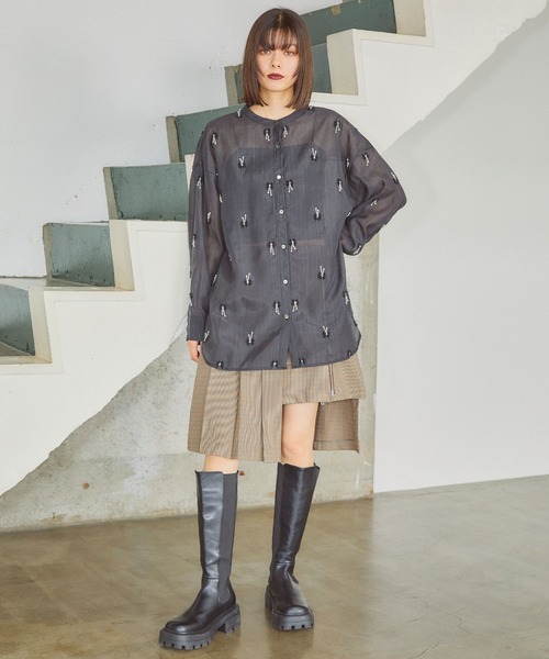 ELLEgirl(エルガール)の「アシメトリーラッププリーツスカート【ELLEgirl/エル ガール】(テーラードジャケット・レディース・ブラウン系その他/チャコールグレー・M/S)」の12枚目の写真