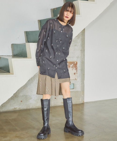 ELLEgirl(エルガール)の「アシメトリーラッププリーツスカート【ELLEgirl/エル ガール】(テーラードジャケット・レディース・ブラウン系その他/チャコールグレー・M/S)」の13枚目の写真