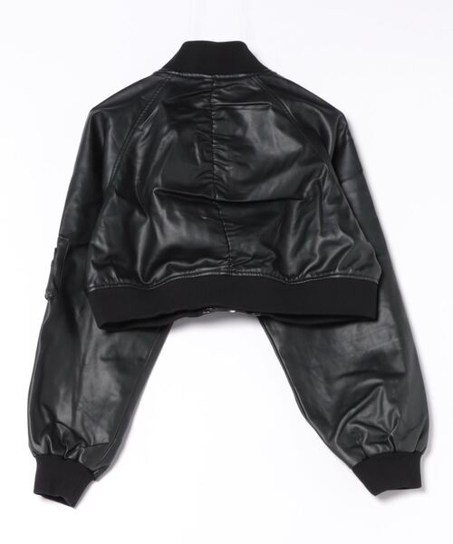 Settimissimo(セッティミッシモ)の「ラザーライクラグランショートブルゾン(ライダースジャケット・レディース・ブラック/ダークグレー・FREE)」の16枚目の写真