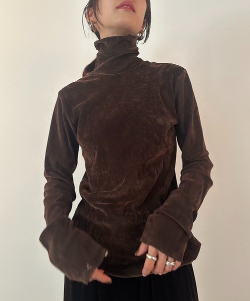 セール】【vieux by MAISON BREEZE】シアーベロアタートルネック Sheer 