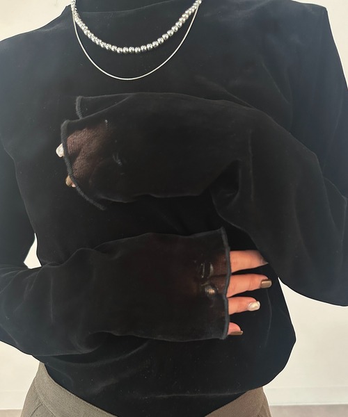 vieux by MAISON BREEZE（ビューバイメゾンブリーズ）の「【vieux by MAISON BREEZE】シアーベロアタートルネック Sheer velour turtle neck（Tシャツ/カットソー・レディース・ブラック/ライトグレー/ブラウン・FREE）」の20枚目の写真