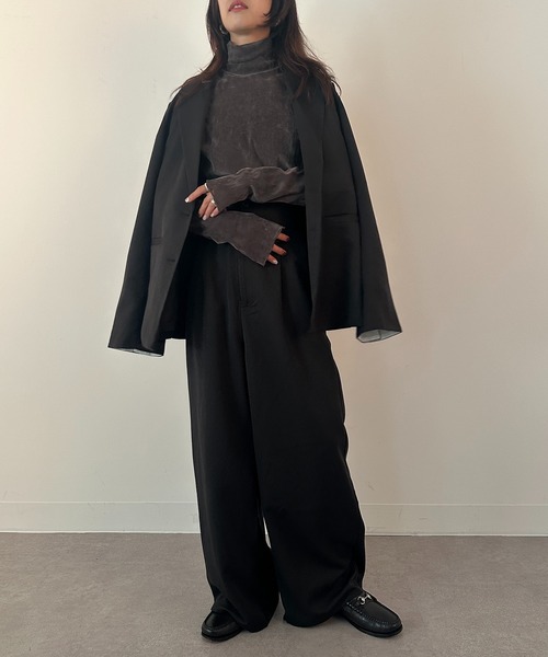 vieux by MAISON BREEZE（ビューバイメゾンブリーズ）の「【vieux by MAISON BREEZE】シアーベロアタートルネック Sheer velour turtle neck（Tシャツ/カットソー・レディース・ブラック/ライトグレー/ブラウン・FREE）」の12枚目の写真