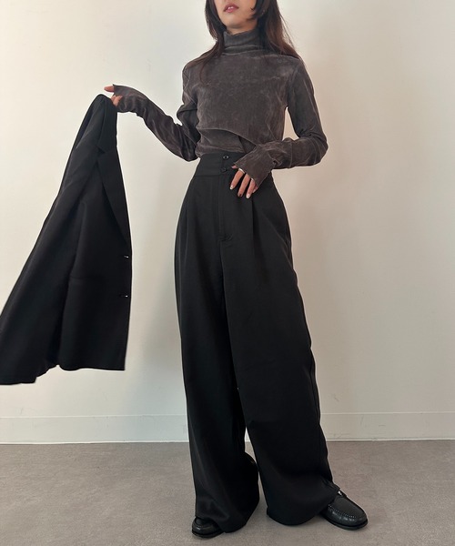 vieux by MAISON BREEZE（ビューバイメゾンブリーズ）の「【vieux by MAISON BREEZE】シアーベロアタートルネック Sheer velour turtle neck（Tシャツ/カットソー・レディース・ブラック/ライトグレー/ブラウン・FREE）」の11枚目の写真