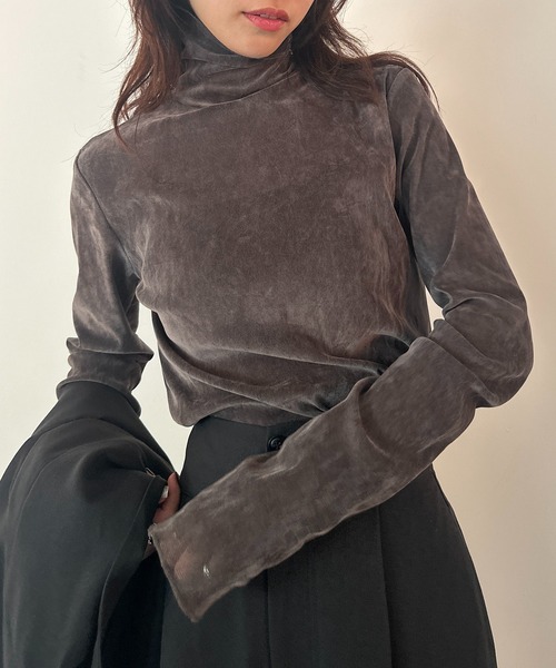 vieux by MAISON BREEZE（ビューバイメゾンブリーズ）の「【vieux by MAISON BREEZE】シアーベロアタートルネック Sheer velour turtle neck（Tシャツ/カットソー・レディース・ブラック/ライトグレー/ブラウン・FREE）」の17枚目の写真
