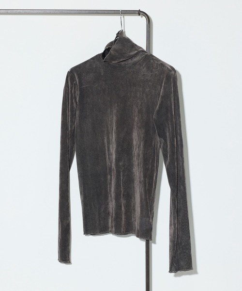 vieux by MAISON BREEZE（ビューバイメゾンブリーズ）の「【vieux by MAISON BREEZE】シアーベロアタートルネック Sheer velour turtle neck（Tシャツ/カットソー・レディース・ブラック/ライトグレー/ブラウン・FREE）」の7枚目の写真
