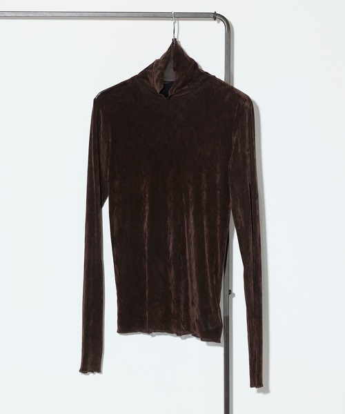 vieux by MAISON BREEZE（ビューバイメゾンブリーズ）の「【vieux by MAISON BREEZE】シアーベロアタートルネック Sheer velour turtle neck（Tシャツ/カットソー・レディース・ブラック/ライトグレー/ブラウン・FREE）」の5枚目の写真