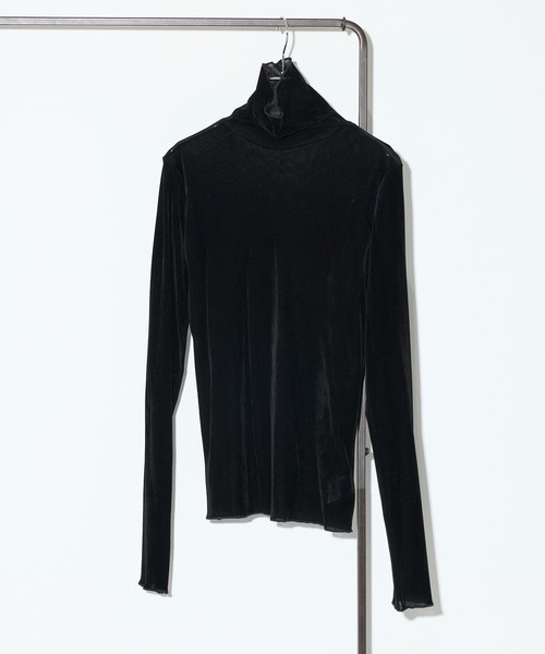 vieux by MAISON BREEZE（ビューバイメゾンブリーズ）の「【vieux by MAISON BREEZE】シアーベロアタートルネック Sheer velour turtle neck（Tシャツ/カットソー・レディース・ブラック/ライトグレー/ブラウン・FREE）」の6枚目の写真