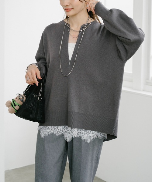 2wayニットセーター Emma Taylor（エマテイラー） ニット セーター フロント2wayニットプル