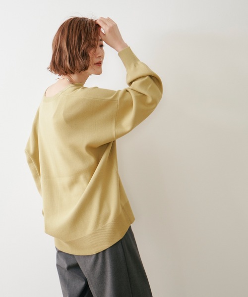 【2023年秋冬 新作】2way 長袖ニットプルオーバー SALE】前後2way肩刺繍ゆるニットプルオーバー - 12Twelve