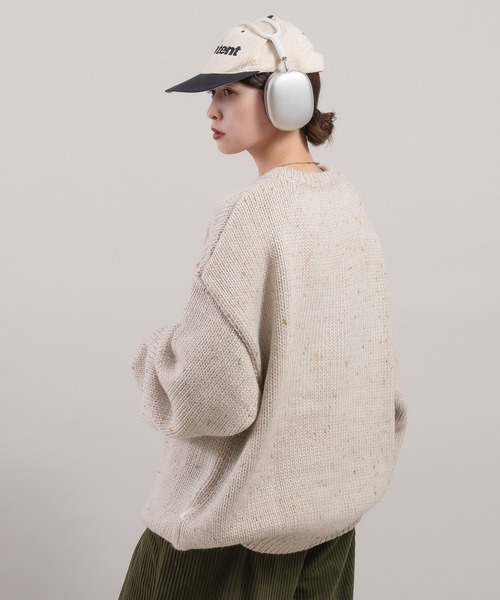 Perushu（ペルーシュ）の「カラーネップ国旗ルーズニット（ニット/セーター・メンズ・レッド/ネイビー/アイボリー/グレー・MEDIUM/LARGE）」の22枚目の写真