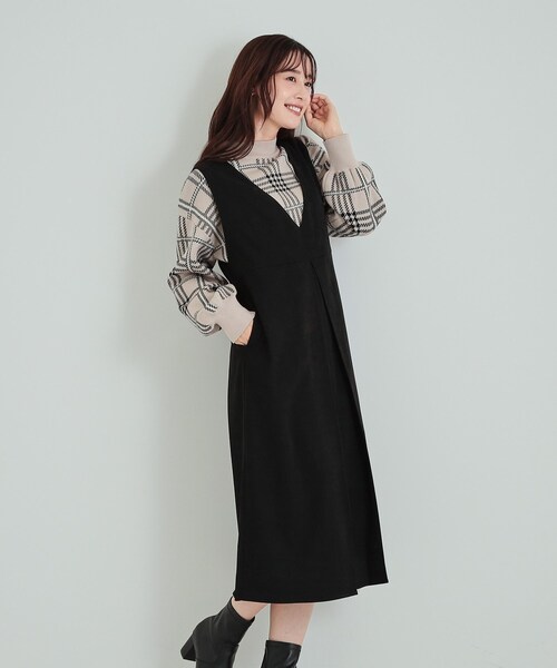 DRESKIP(ドレスキップ)の「◆【S-LL】大人クラシカルな印象に ボックスプリーツ Vネックジャンドレ(ワンピース・レディース・ブラック/ライトベージュ/ブラウン系・04/03/02/01)」の17枚目の写真