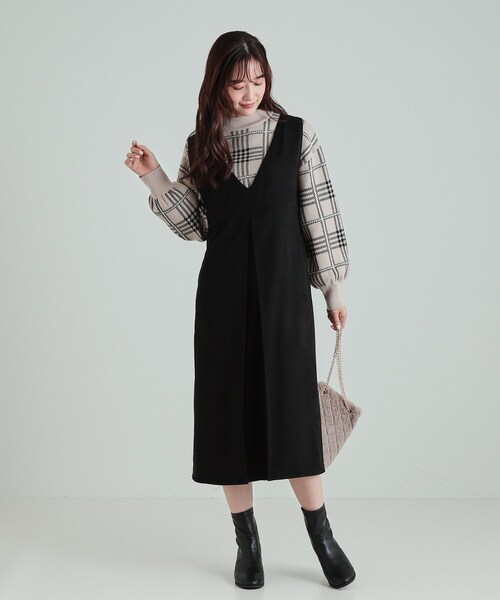 DRESKIP(ドレスキップ)の「◆【S-LL】大人クラシカルな印象に ボックスプリーツ Vネックジャンドレ(ワンピース・レディース・ブラック/ライトベージュ/ブラウン系・04/03/02/01)」の18枚目の写真