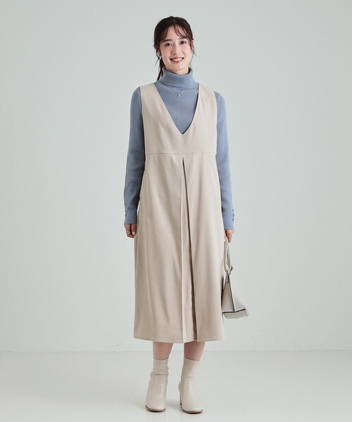 DRESKIP(ドレスキップ)の「◆【S-LL】大人クラシカルな印象に ボックスプリーツ Vネックジャンドレ(ワンピース・レディース・ブラック/ライトベージュ/ブラウン系・04/03/02/01)」の22枚目の写真