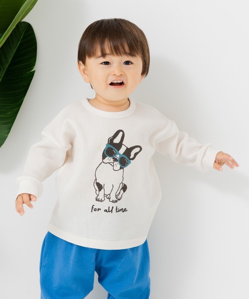 chil2(チルツー)の「ワッフルプリント長袖Tシャツ(Tシャツ/カットソー・キッズ・A/B/C/D/E/F/G/H/I/J・80cm/90cm/110cm/100cm/120cm/130cm/140cm)」の3枚目の写真