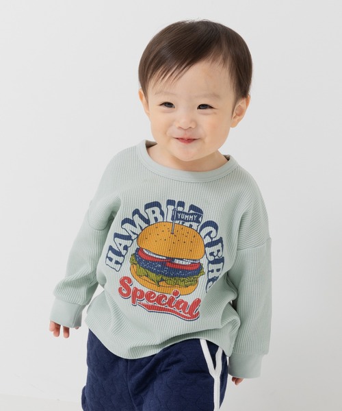 chil2(チルツー)の「ワッフルプリント長袖Tシャツ(Tシャツ/カットソー・キッズ・A/B/C/D/E/F/G/H/I/J・80cm/90cm/110cm/100cm/120cm/130cm/140cm)」の6枚目の写真
