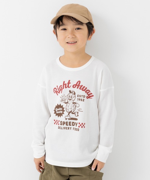 chil2(チルツー)の「ワッフルプリント長袖Tシャツ(Tシャツ/カットソー・キッズ・A/B/C/D/E/F/G/H/I/J・80cm/90cm/110cm/100cm/120cm/130cm/140cm)」の7枚目の写真