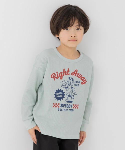 chil2(チルツー)の「ワッフルプリント長袖Tシャツ(Tシャツ/カットソー・キッズ・A/B/C/D/E/F/G/H/I/J・80cm/90cm/110cm/100cm/120cm/130cm/140cm)」の8枚目の写真