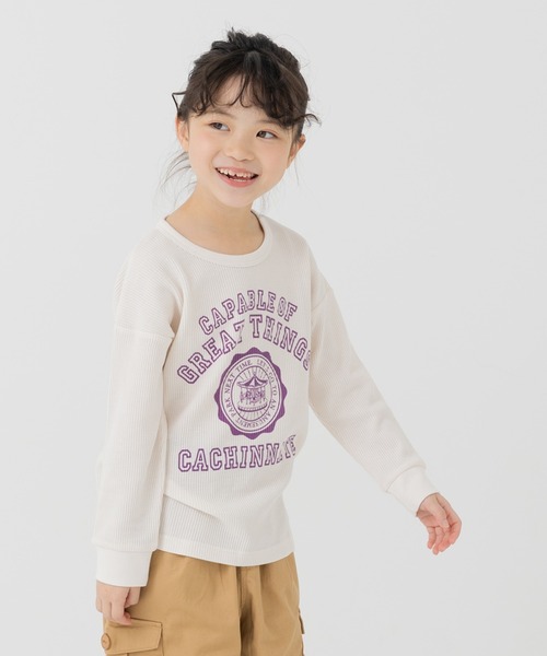chil2(チルツー)の「ワッフルプリント長袖Tシャツ(Tシャツ/カットソー・キッズ・A/B/C/D/E/F/G/H/I/J・80cm/90cm/110cm/100cm/120cm/130cm/140cm)」の9枚目の写真