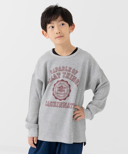 chil2(チルツー)の「ワッフルプリント長袖Tシャツ(Tシャツ/カットソー・キッズ・A/B/C/D/E/F/G/H/I/J・80cm/90cm/110cm/100cm/120cm/130cm/140cm)」の10枚目の写真