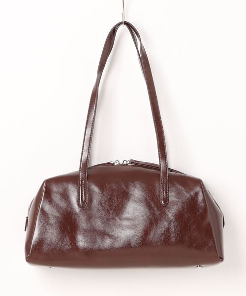 florist（フローリスト）の「レザーライクシンプルボストンバッグ/ショルダーバッグ/500mlペットボトル収納可（ボストンバッグ・レディース・モカ/ブラック・FREE）」の18枚目の写真