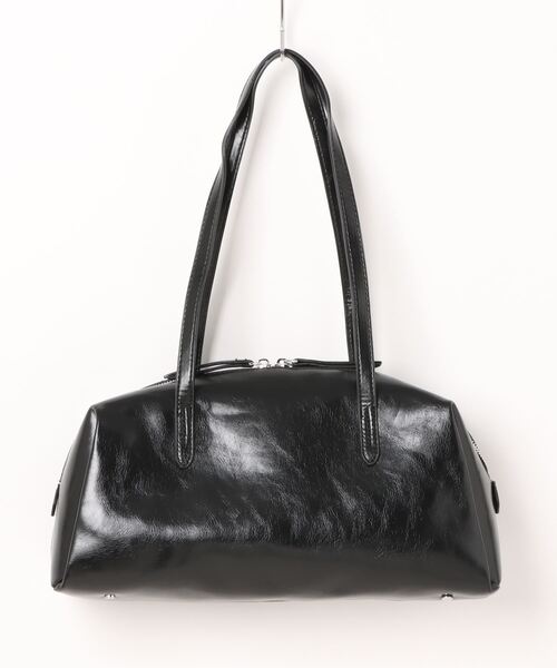 florist（フローリスト）の「レザーライクシンプルボストンバッグ/ショルダーバッグ/500mlペットボトル収納可（ボストンバッグ・レディース・モカ/ブラック・FREE）」の19枚目の写真