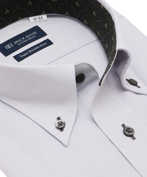 TOKYO SHIRTS（トウキョウシャツ）の「超形態安定ノーアイロン ボタンダウン 長袖ビジネスワイシャツ（ビジネスシャツ・メンズ・グレー・首回り39cm-裄丈80cm/首回り39cm-裄丈84cm/首回り41cm-裄丈82cm/首回り41cm-裄丈86cm/首回り43cm-裄丈82cm/首回り43cm-裄丈86cm/首回り42cm-裄丈82cm/首回り42cm-裄丈86cm/首回り37cm-裄丈80cm）」の2枚目の写真