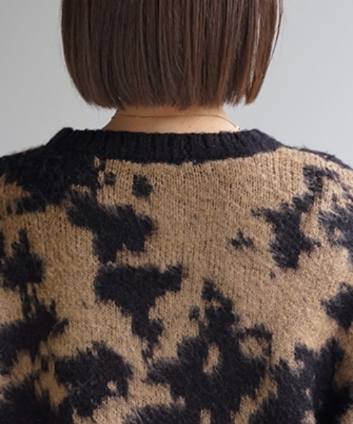 き*餅様 H BEAUTY＆YOUTH　モヘアニット　ダークグレー ニュアンス柄モヘアニット（ニット/セーター）｜HUG.U（ハグユー）の