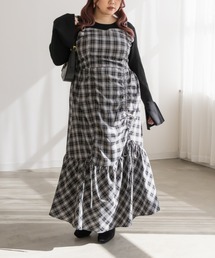 CLETTE（クレット）の「シャーリングデザインチェック柄ワンピース（ワンピース）」