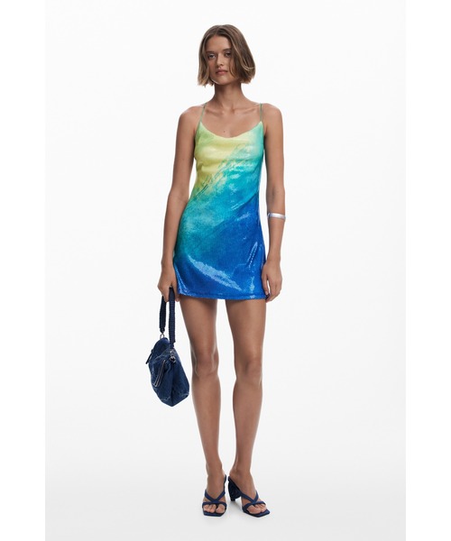 Desigual(デシグアル)の「VESTTURQUESA ワンピースノースリーブ(ワンピース・レディース・ブルー・S/M/L/XL/XS)」の2枚目の写真