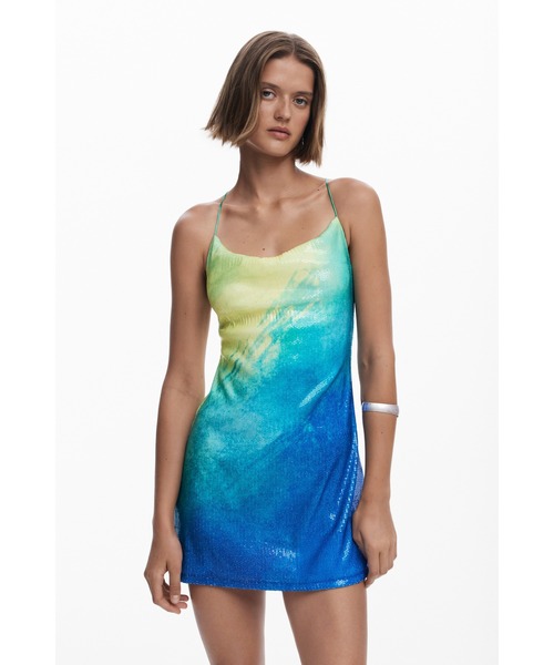 Desigual(デシグアル)の「VESTTURQUESA ワンピースノースリーブ(ワンピース・レディース・ブルー・S/M/L/XL/XS)」の4枚目の写真