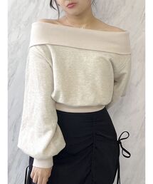 デコルテオープンスウェットトップス