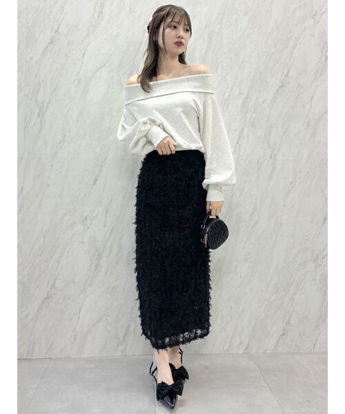 dazzlin（ダズリン）の「デコルテオープンスウェットトップス（スウェット・レディース・ベージュ/チャコールグレー/グレー/ブラック・FREE）」の14枚目の写真