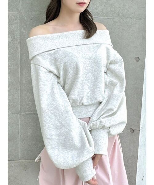 dazzlin（ダズリン）の「デコルテオープンスウェットトップス（スウェット・レディース・ベージュ/チャコールグレー/グレー/ブラック・FREE）」の22枚目の写真