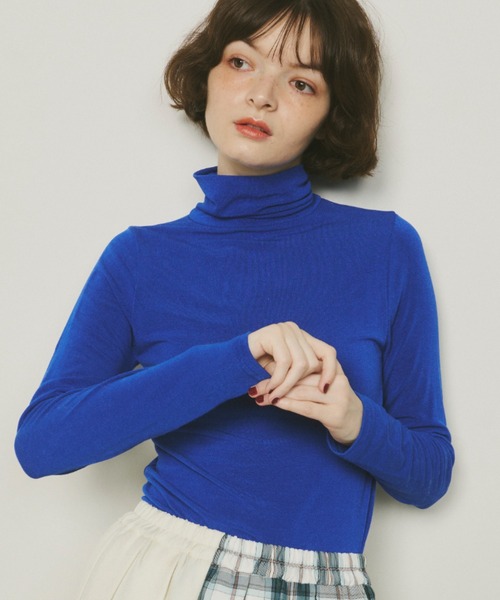 Unitage(ユニテージ)の「ハイネックシアーカラーTOPS(Tシャツ/カットソー・レディース・ブルー/ホワイト/ピンク・FREE)」の11枚目の写真