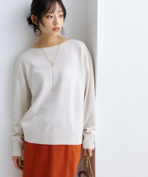 nissen(ニッセン)の「【花粉がつきにくい】編地切替ボートネックニット(ニット/セーター・レディース・ピンク/サックスブルー系/ミント/キナリ/ブラック/オレンジ/ライトグレー・LL/L/M/3L/S)」の15枚目の写真