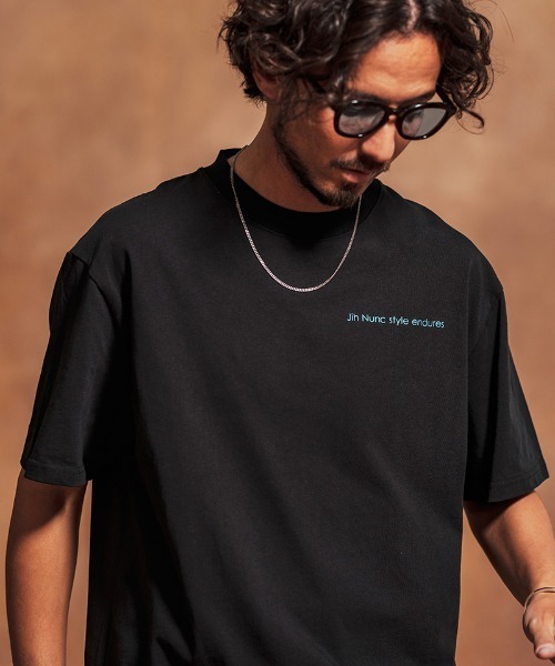Jih Nunc(ジーヌンク)の「mt9432-オーガニックコットンプリントT Tシャツ(Tシャツ/カットソー・メンズ・ホワイト/ブラック・L/M/S)」の3枚目の写真