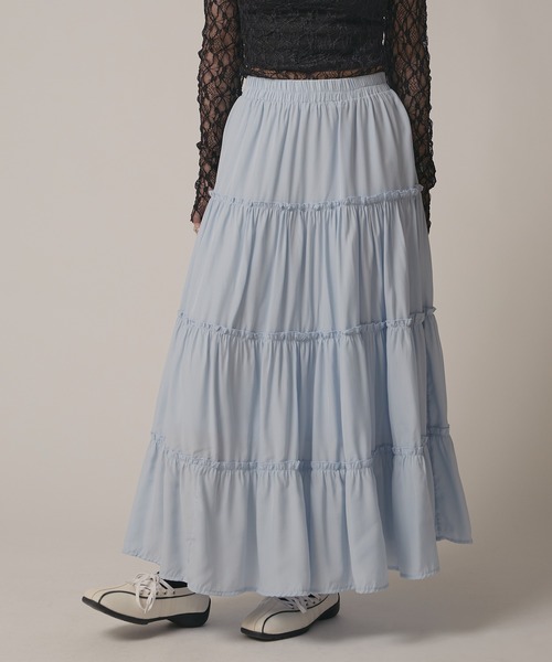 BLANK (ブランク)の「▲Frill Tiered Skirt / フリルティアードスカート(スカート・レディース・ナチュラル/ブラック/ブルー/ピンク/ホワイト・FREE)」の1枚目の写真