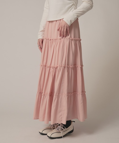 BLANK (ブランク)の「▲Frill Tiered Skirt / フリルティアードスカート(スカート・レディース・ナチュラル/ブラック/ブルー/ピンク/ホワイト・FREE)」の12枚目の写真