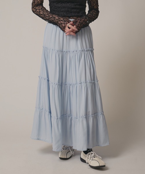 BLANK (ブランク)の「▲Frill Tiered Skirt / フリルティアードスカート(スカート・レディース・ナチュラル/ブラック/ブルー/ピンク/ホワイト・FREE)」の20枚目の写真