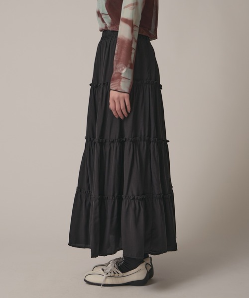 BLANK (ブランク)の「▲Frill Tiered Skirt / フリルティアードスカート(スカート・レディース・ナチュラル/ブラック/ブルー/ピンク/ホワイト・FREE)」の17枚目の写真