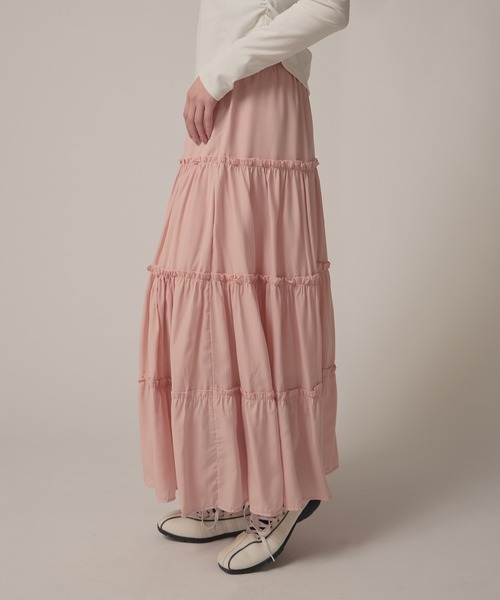 BLANK (ブランク)の「▲Frill Tiered Skirt / フリルティアードスカート(スカート・レディース・ナチュラル/ブラック/ブルー/ピンク/ホワイト・FREE)」の13枚目の写真
