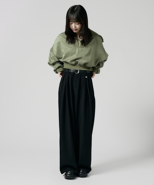 Chick（チック）の「2tuck Belted Wide Slacks / 2タック ベルト付き ハイウエストワイドスラックス（スラックス・レディース・グレー/ブラック/ナチュラル/チャコール・FREE）」の20枚目の写真