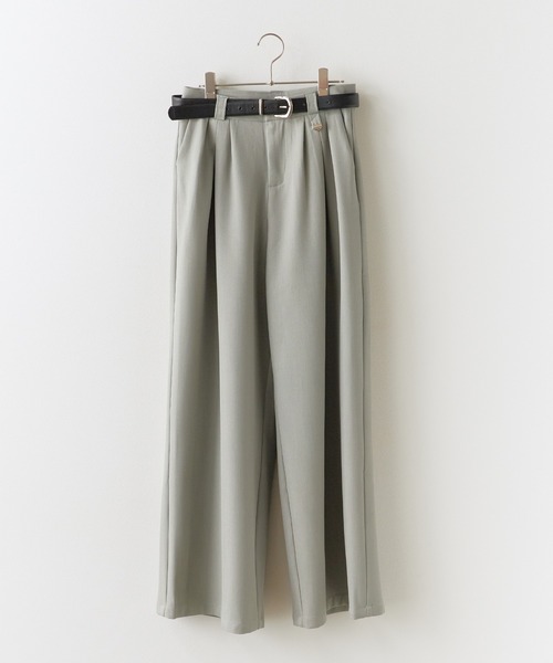 Chick（チック）の「2tuck Belted Wide Slacks / 2タック ベルト付き ハイウエストワイドスラックス（スラックス・レディース・グレー/ブラック/ナチュラル/チャコール・FREE）」の21枚目の写真