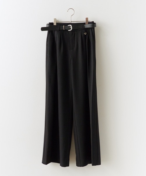 Chick（チック）の「2tuck Belted Wide Slacks / 2タック ベルト付き ハイウエストワイドスラックス（スラックス・レディース・グレー/ブラック/ナチュラル/チャコール・FREE）」の15枚目の写真
