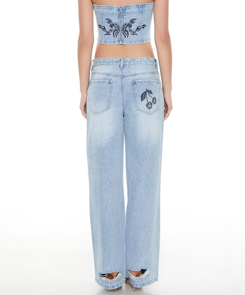 アソートグラフィックプリントデニムパンツ（デニムパンツ）｜FOREVER 21（フォーエバー トゥエンティーワン）